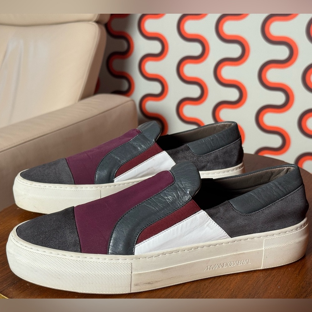 Armando Cabral Casual Men's Slip-On Loafers - Gray, Maroon, and White